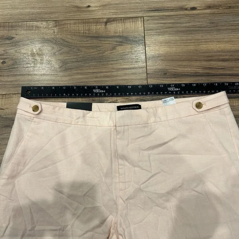 NWT Banana Republic Avery Pants 16 Pink Linen Mid Rise Breathable Lightweight
